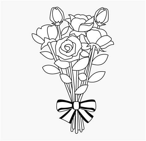 bouquet of flowers clipart black and white